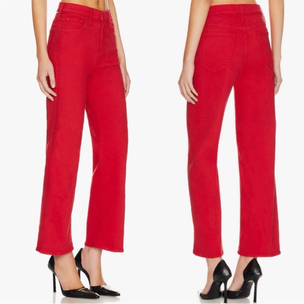 MOTHER Women Jeans Straight Leg in Red